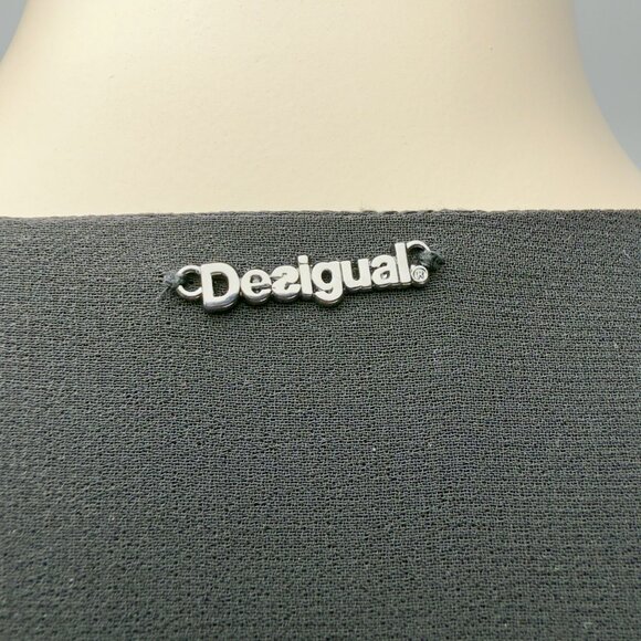 DESIGUAL Sandy Long Floral Embroidered Boho Black Midi Vest Dress sz 38 - Picture 10 of 15